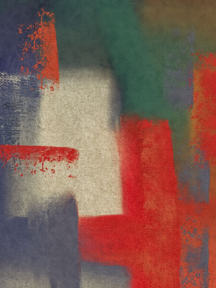 A vibrant abstract art texture with colorful geometric brush strokes.